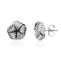 Ribbed 9ct White Gold Knot Stud Earrings