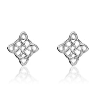Celtic Style White Gold Stud Earrings