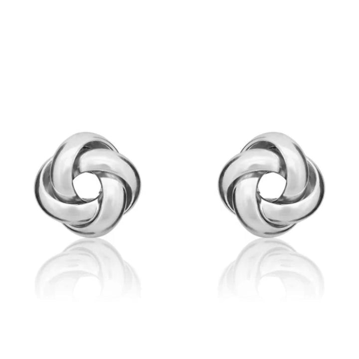 Open 9ct White Gold Knot Stud Earrings
