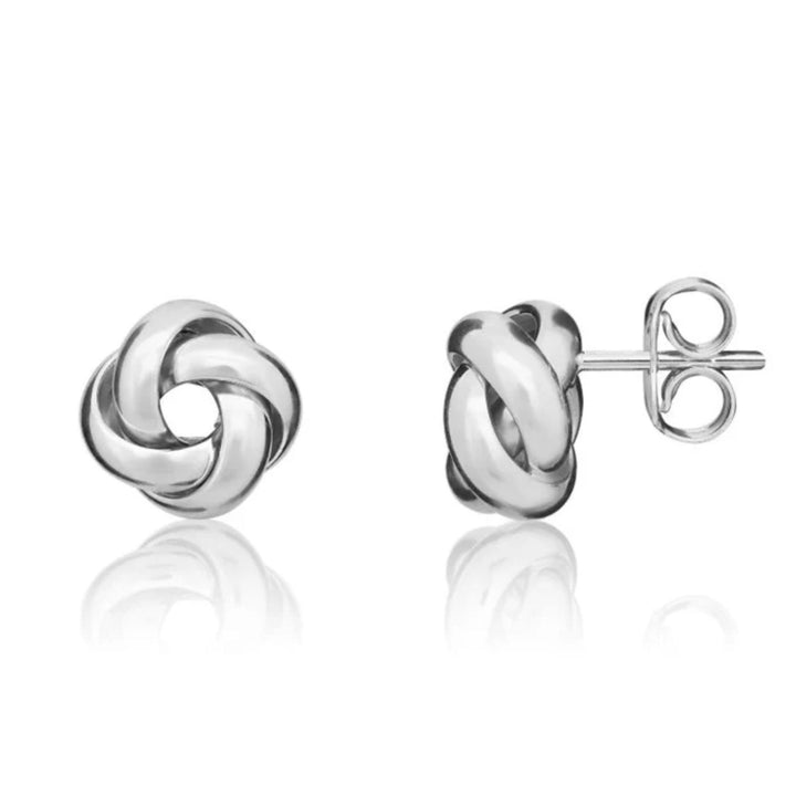 Open 9ct White Gold Knot Stud Earrings