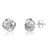 Ribbed Loop 9ct White Gold Stud Earrings