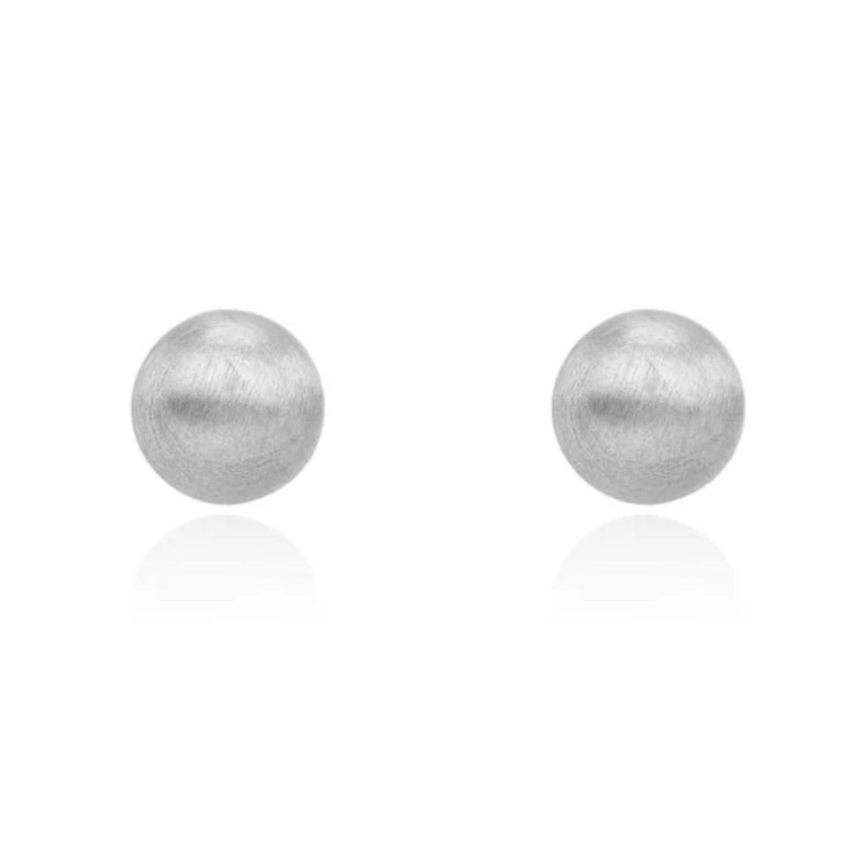 Satin 9ct White Gold Ball Stud Earrings - Michael Jones Jeweller