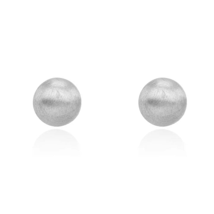 Satin 9ct White Gold Ball Stud Earrings