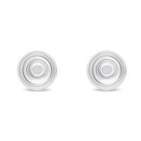 Ridged 9ct White Gold Ball Stud Earrings