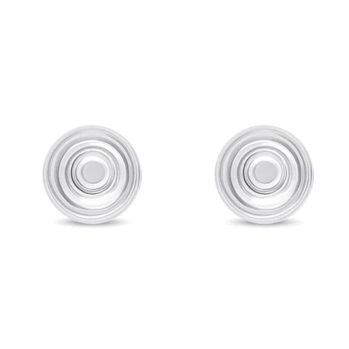 Ridged 9ct White Gold Ball Stud Earrings