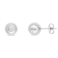Ridged 9ct White Gold Ball Stud Earrings - Michael Jones Jeweller