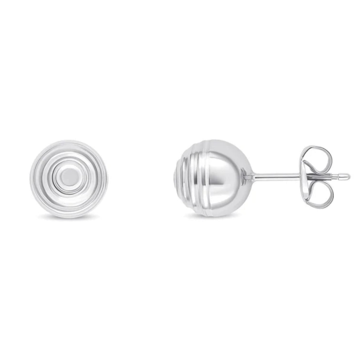 Ridged 9ct White Gold Ball Stud Earrings - Michael Jones Jeweller