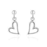 9ct White Gold Heart Drop Earrings - Michael Jones Jeweller
