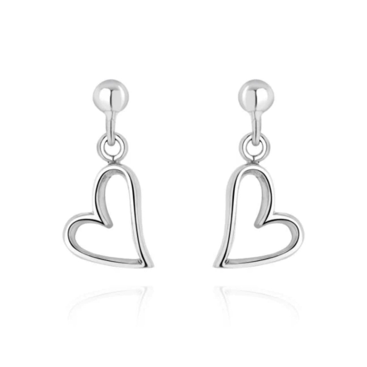 9ct White Gold Heart Drop Earrings - Michael Jones Jeweller