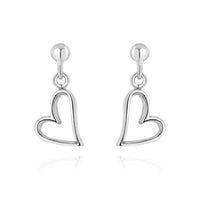 9ct White Gold Heart Drop Earrings