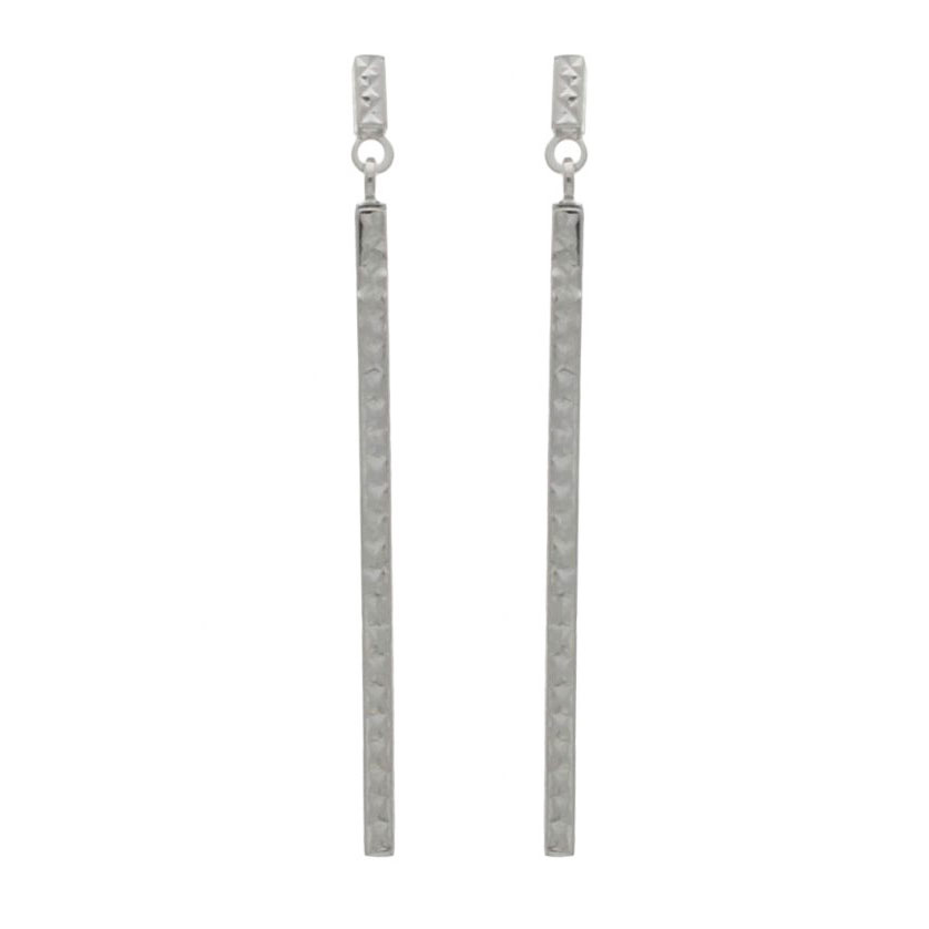 9ct White Gold Bar Drop Earrings - Michael Jones Jeweller