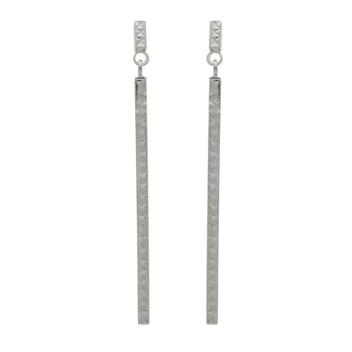 9ct White Gold Bar Drop Earrings