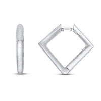 Square Satin 9ct White Gold Huggy Earrings - Michael Jones Jeweller