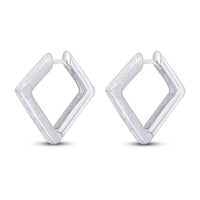 Square Satin 9ct White Gold Huggy Earrings - Michael Jones Jeweller