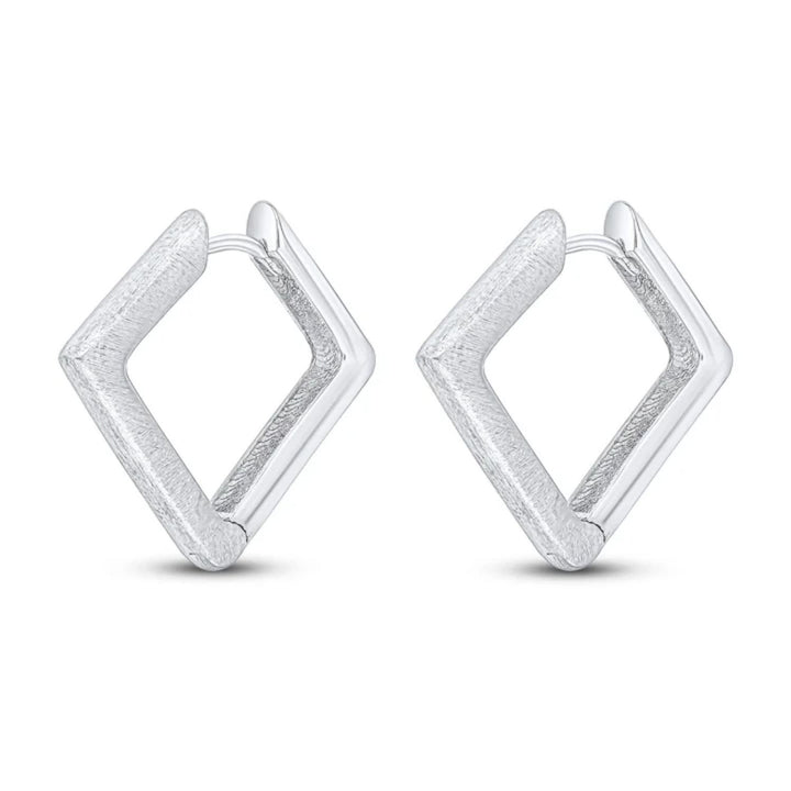 Square Satin 9ct White Gold Huggy Earrings
