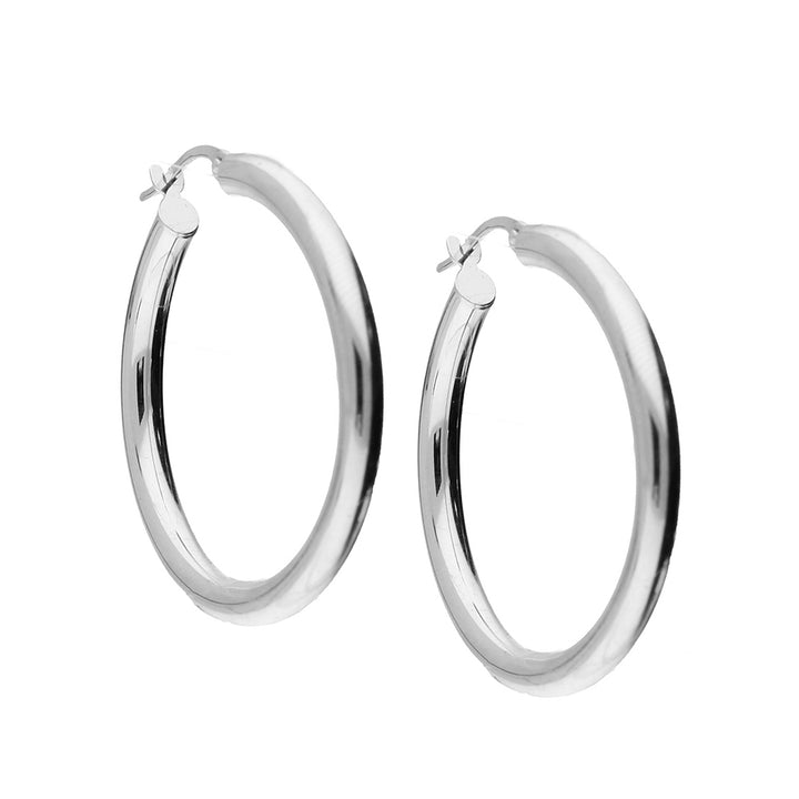 Polished 9ct White Gold Hoop Earrings