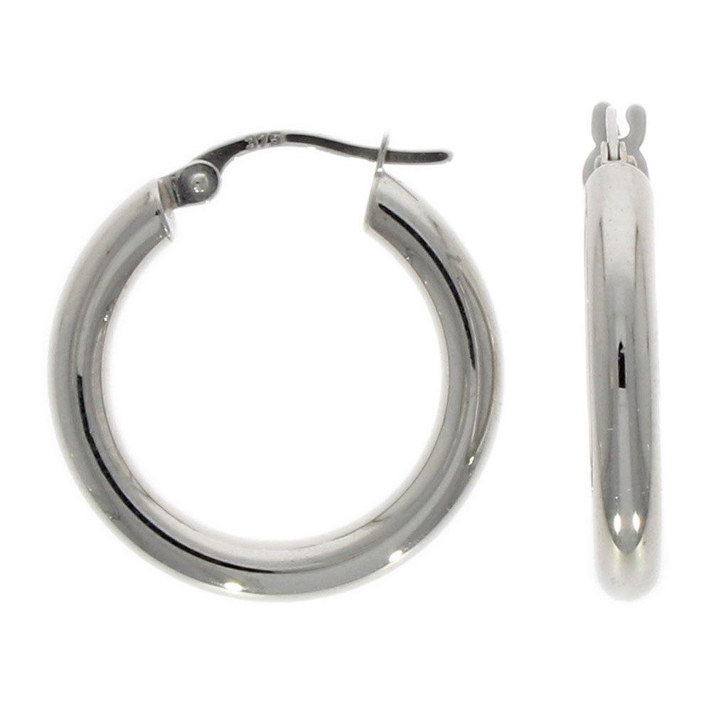 Polished 9ct White Gold Hoop Earrings - Michael Jones Jeweller