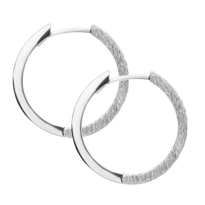 Textured 9ct White Gold Hoop Earrings