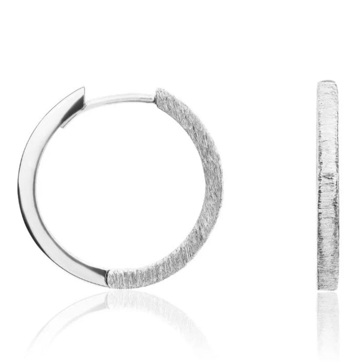 Textured 9ct White Gold Hoop Earrings
