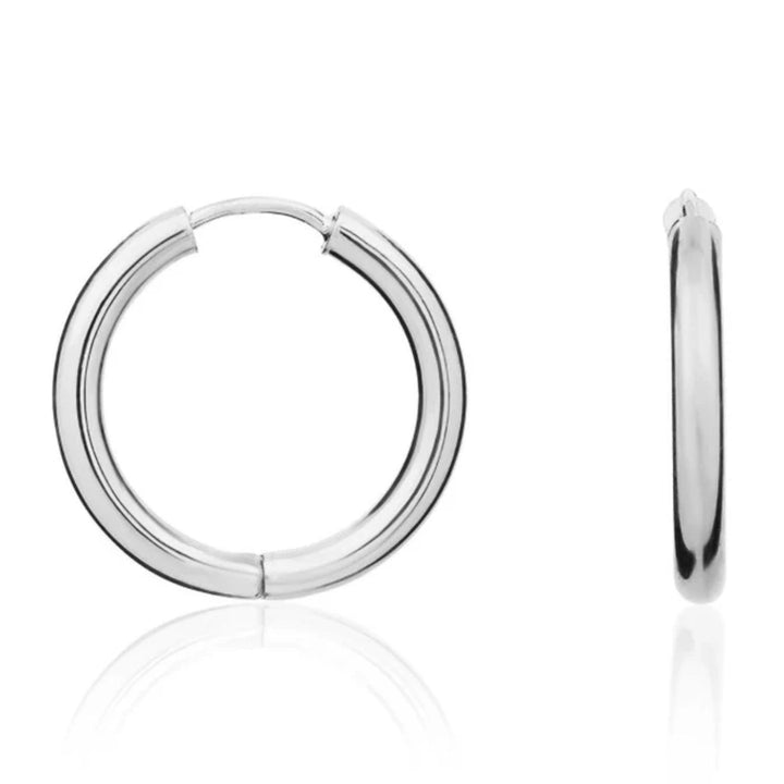 9ct White Gold 20mm Huggy Hoop Earrings