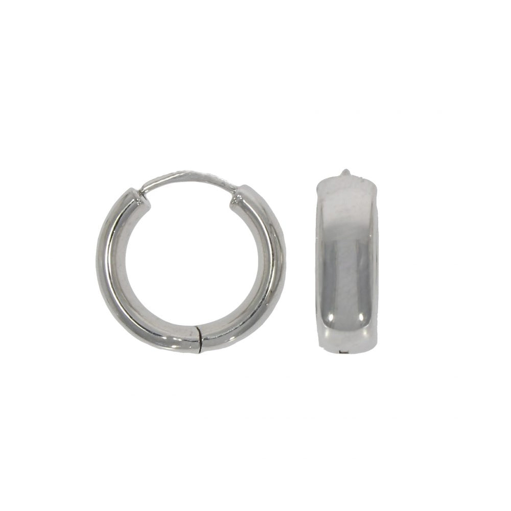 Plain 9ct White Gold 16mm Hoop Earrings - Michael Jones Jeweller