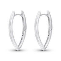 Pointed Oval 9ct White Gold Hoop Earrings