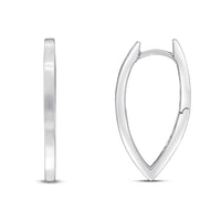 Pointed Oval 9ct White Gold Hoop Earrings