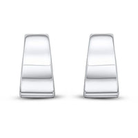 Flat Tapered 9ct White Gold Half Hoop Earring - Michael Jones Jeweller