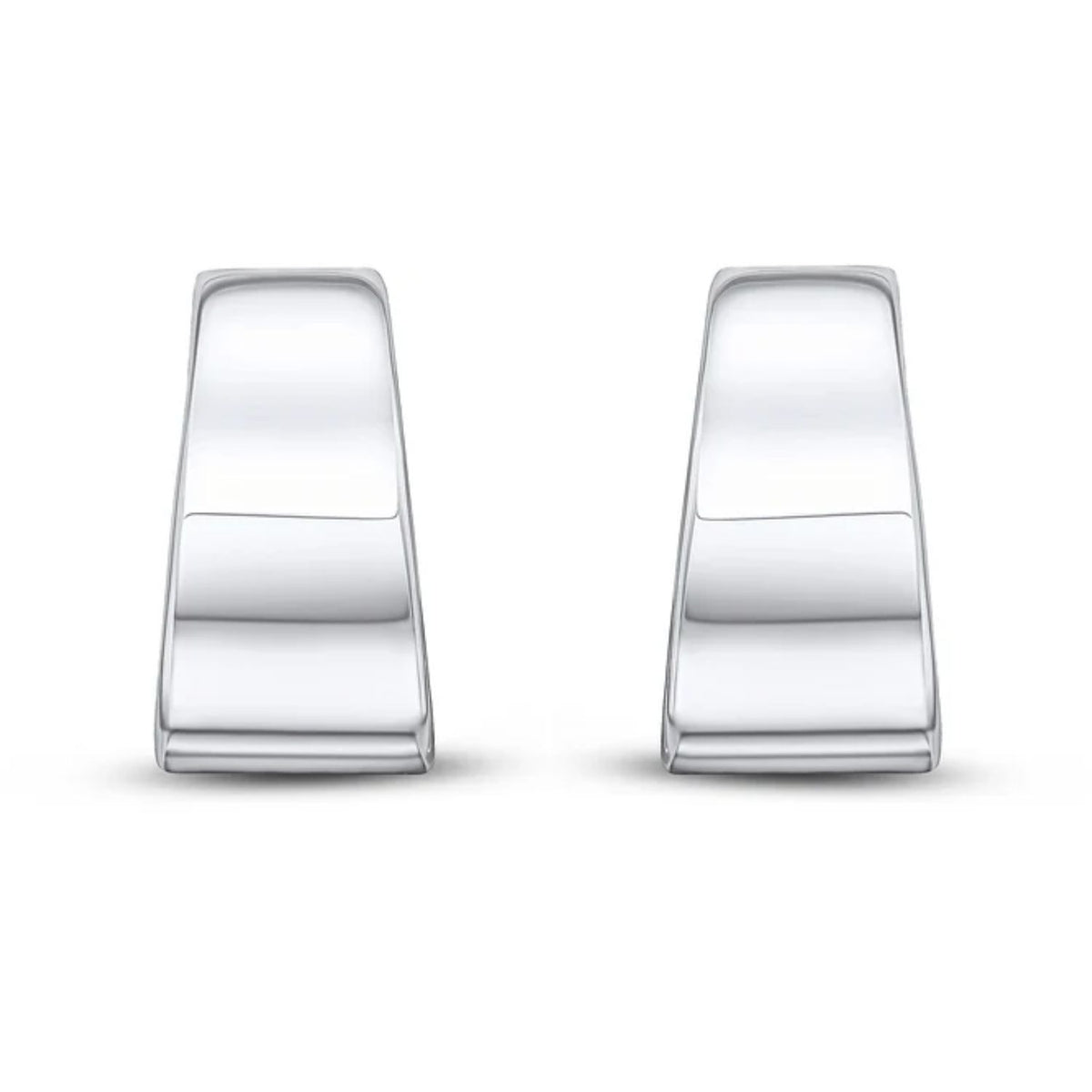 Flat Tapered 9ct White Gold Half Hoop Earring - Michael Jones Jeweller