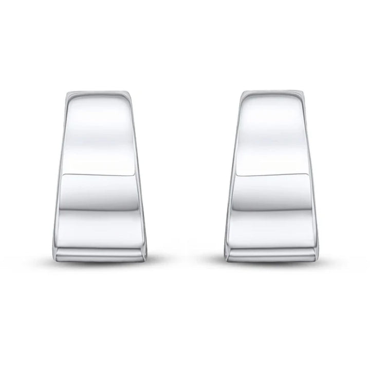 Flat Tapered 9ct White Gold Half Hoop Earring