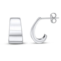 Flat Tapered 9ct White Gold Half Hoop Earring - Michael Jones Jeweller