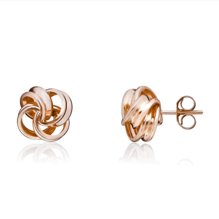 Open Knot 9ct Rose Gold Stud Earrings