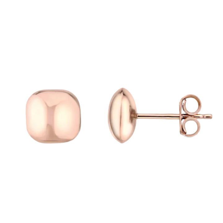 Cushion Shape 9ct Rose Gold Stud Earrings