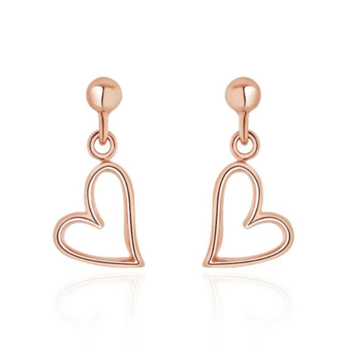 Open Heart 9ct Rose Gold Drop Earrings