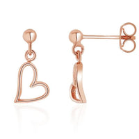 Open Heart 9ct Rose Gold Drop Earrings