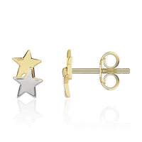 9ct White and Yellow Gold Double Star Stud Earrings - Michael Jones Jeweller