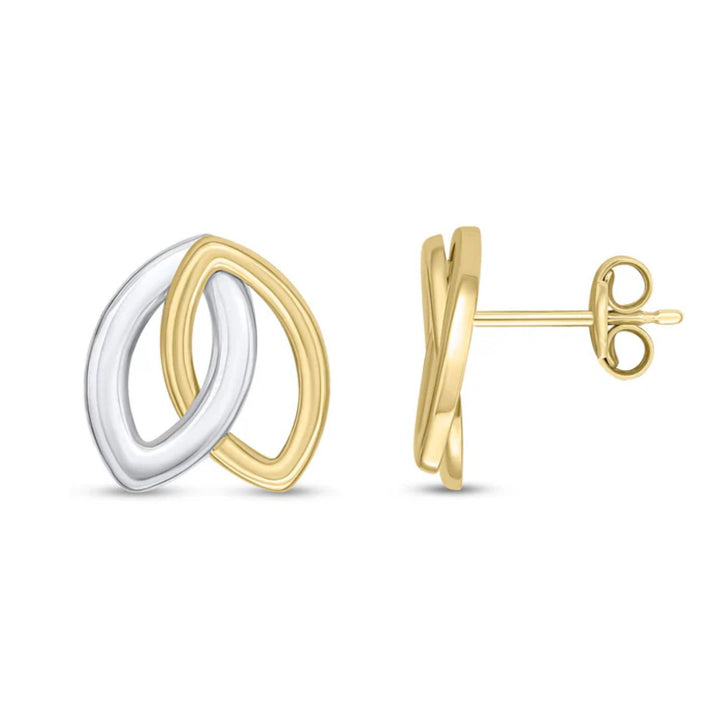 Entwined Marquise 9ct Gold Stud Earrings