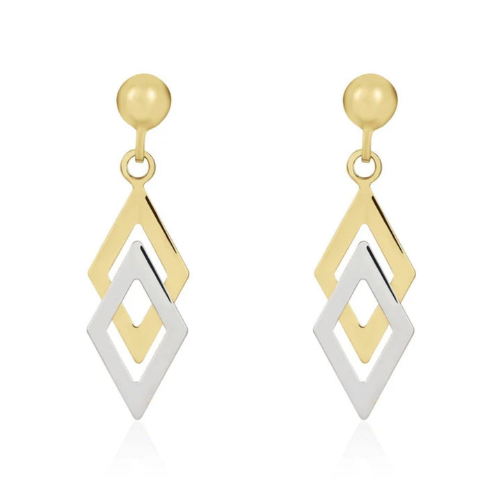 Double Kite 9ct Yellow And White Gold Drop Earrings