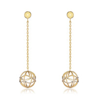 Sphere 9ct Yellow and White Gold Drop Earrings