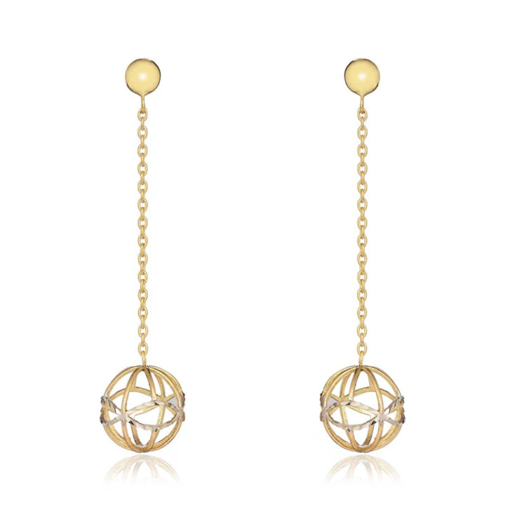 Sphere 9ct Yellow and White Gold Drop Earrings