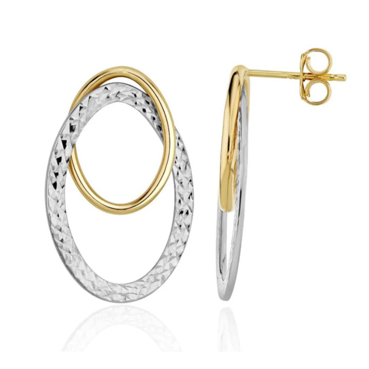 Double Oval 9ct Gold Stud Earrings