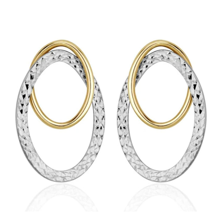 Double Oval 9ct Gold Stud Earrings