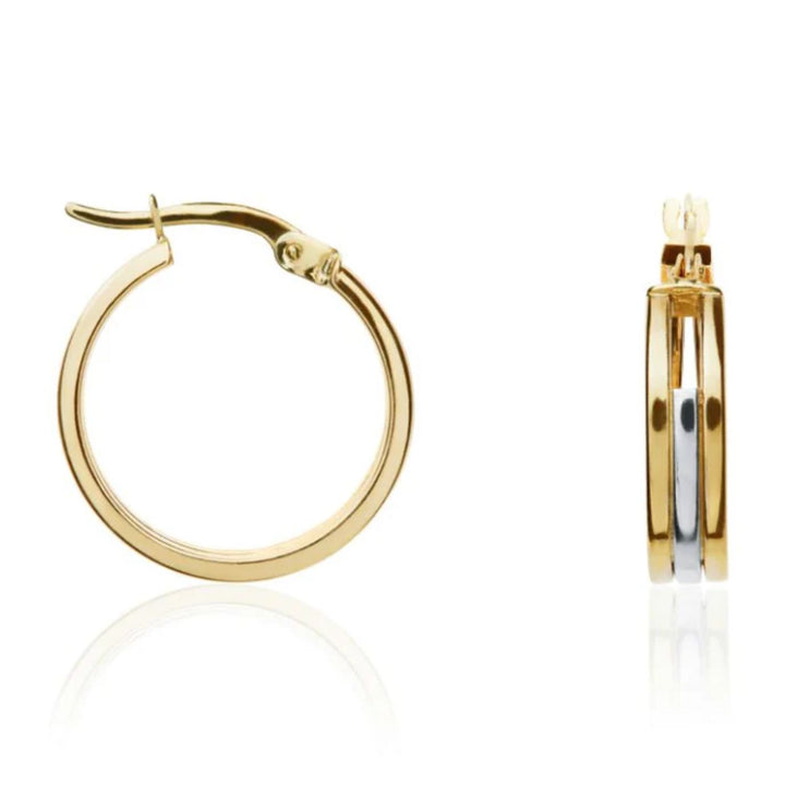 Three Row 9ct Gold Hoop Earrings