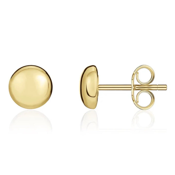 Button 18ct Yellow Gold Stud Earrings