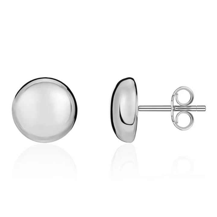 Button 18ct White Gold Stud Earrings
