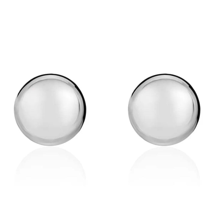Button 18ct White Gold Stud Earrings