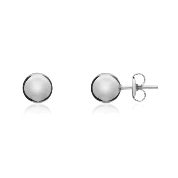 Polished 18ct White Gold Ball Stud Earrings. 5mm