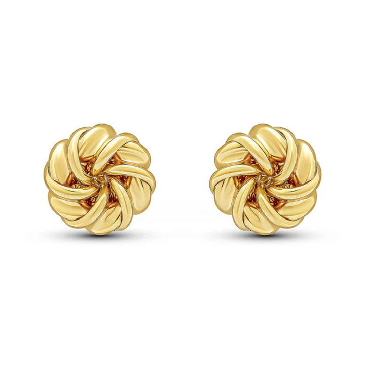 Ribbon Swirl 18ct Yellow Gold Knot Stud Earrings