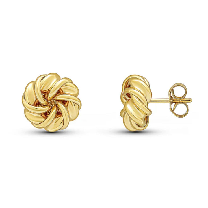 Ribbon Swirl 18ct Yellow Gold Knot Stud Earrings