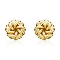 Ribbon Swirl 18ct Yellow Gold Small Knot Stud Earrings
